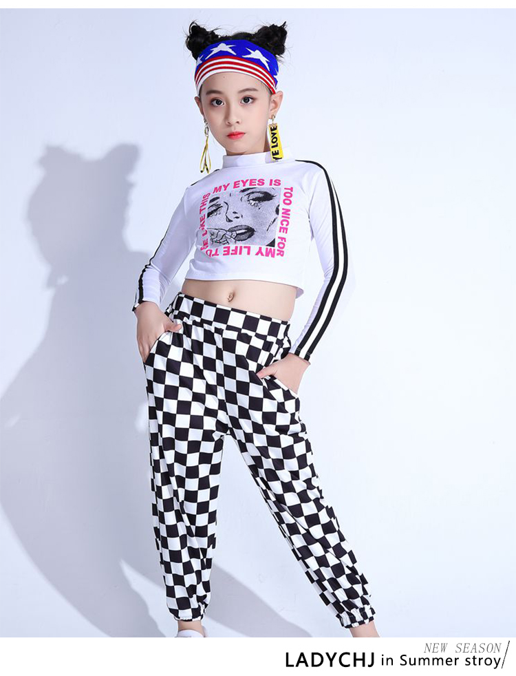 Trẻ em mới nhảy hip hop đường phố trang phục cô gái nhảy jazz trang phục biểu diễn khiêu vũ trẻ em biểu diễn vũ điệu quần áo trang phục dân tộc đẹp cho bé yêu