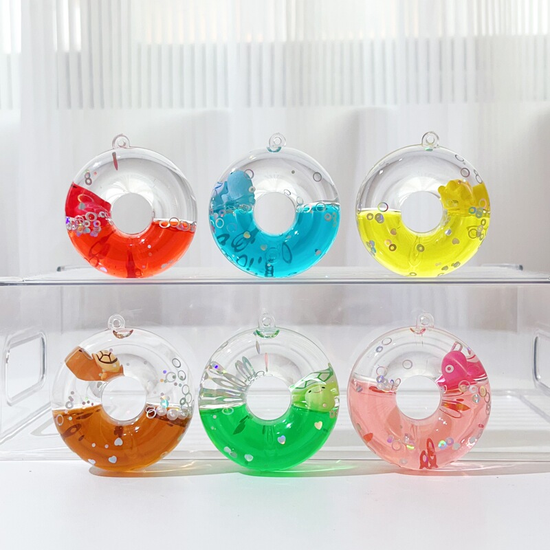 Acrylic New Creative Milk Tea Cup Liquid Sand Bottle Oil Keychain Cute Star Liquid Sand Backpack Pendant Keychain