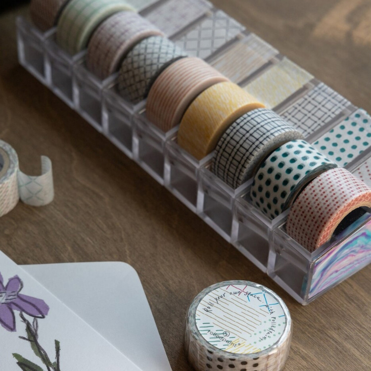 Korean Rolled Paint Basic Pattern Polka Dot Stripe Tape Masking Paper Journal Base Border Sticker