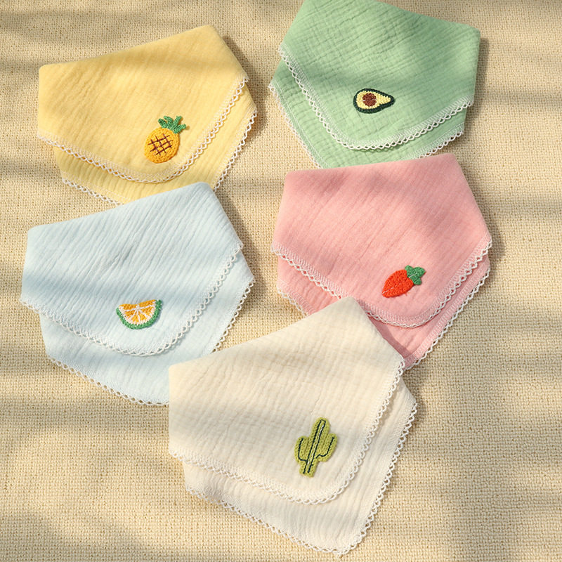 2 Baby Triangle Towels Summer thin cotton gauze towel Newborn towel scarf proof milk around the pocket
