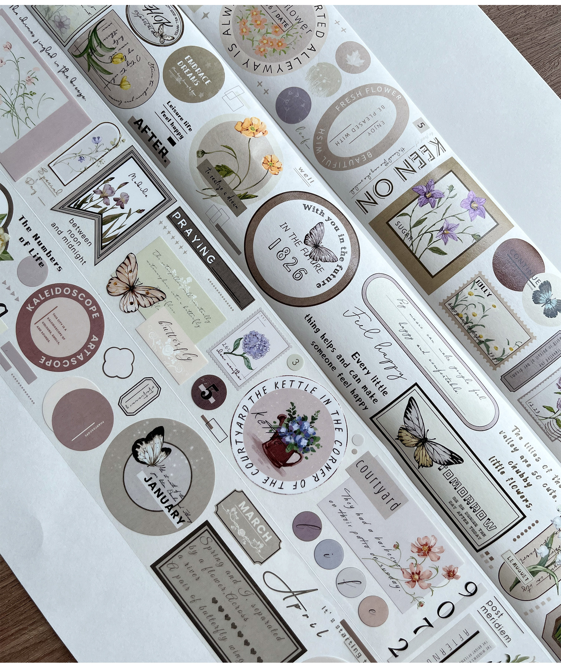 Vintage Blume Schmetterling Wörter Gitter gestanzt Haustier Washi Bänder Handwerk liefert DIY Scrapbooking-Karte machen dekorative Plan Aufkleber – Detail 4