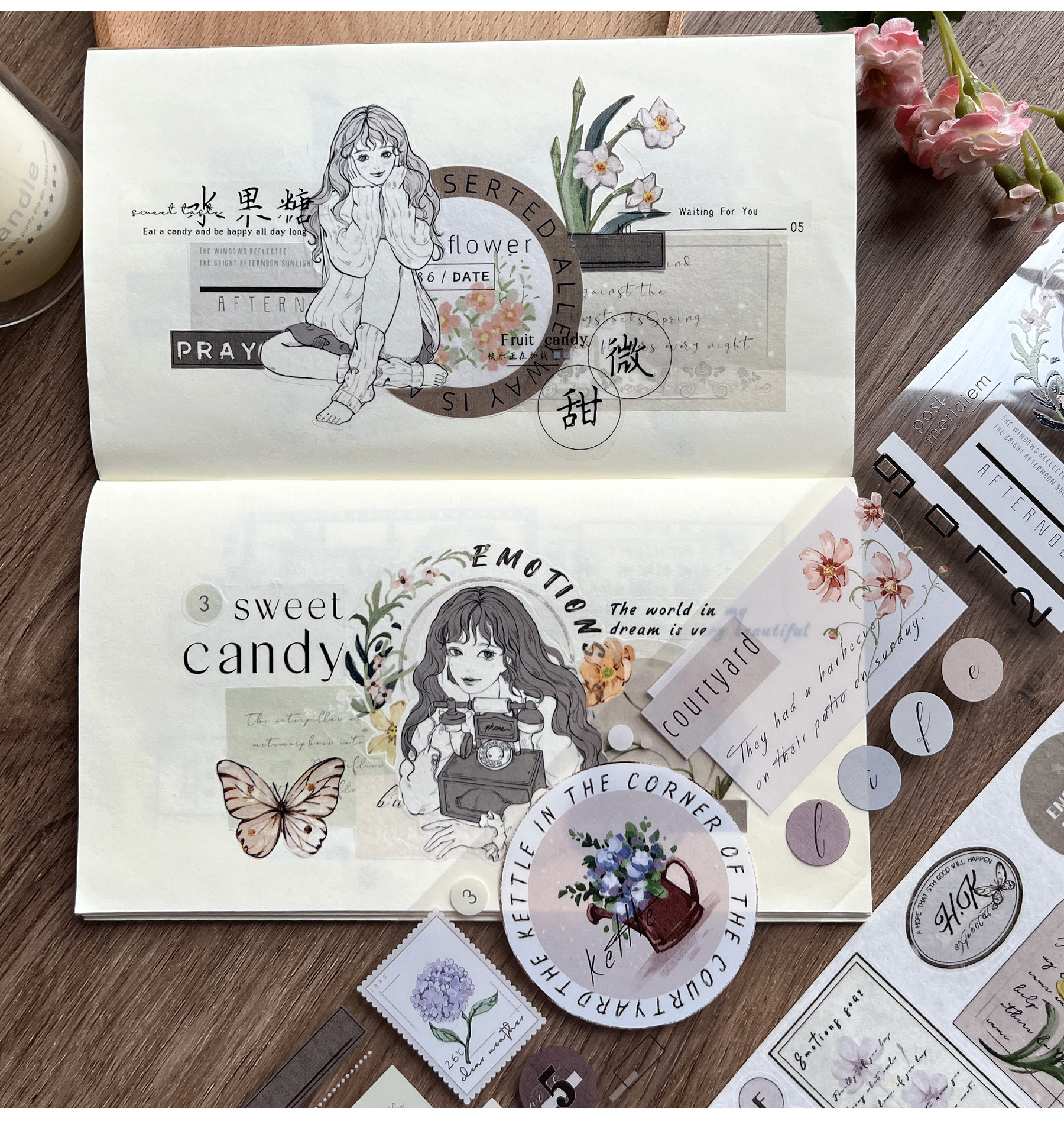 Vintage Blume Schmetterling Wörter Gitter gestanzt Haustier Washi Bänder Handwerk liefert DIY Scrapbooking-Karte machen dekorative Plan Aufkleber – Detail 9