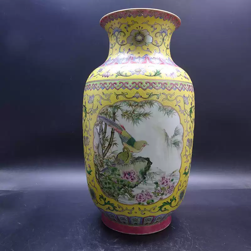 No.864 送料無料 中国 大清乾隆年製 粉彩 花瓶 粉彩瓶 箱付き 清 中華