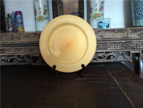  In the 1970s Qimen Porcelain Factory yellow glaze large plate(diameter 27 4cm)Full product package old fidelity