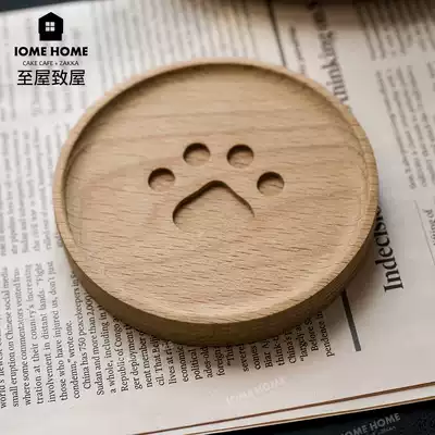 Japanese tea cup wooden coaster mat Heat insulation mat Creative snack small wooden saucer round household solid wood Beech coaster