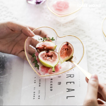 Zhiyu creative love Phnom Penh hammer pattern glass bowl Summer Japanese heart-shaped water cup Net red dessert Birds nest breakfast