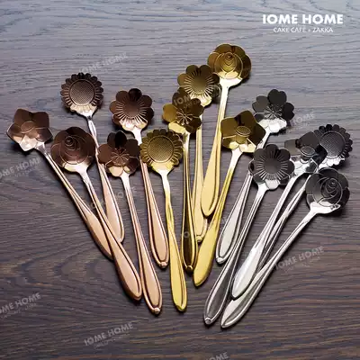 Stainless steel cherry blossom coffee stirring spoon Japanese creative rose bellflower Persian chrysanthemum daisy stirring stick spoon