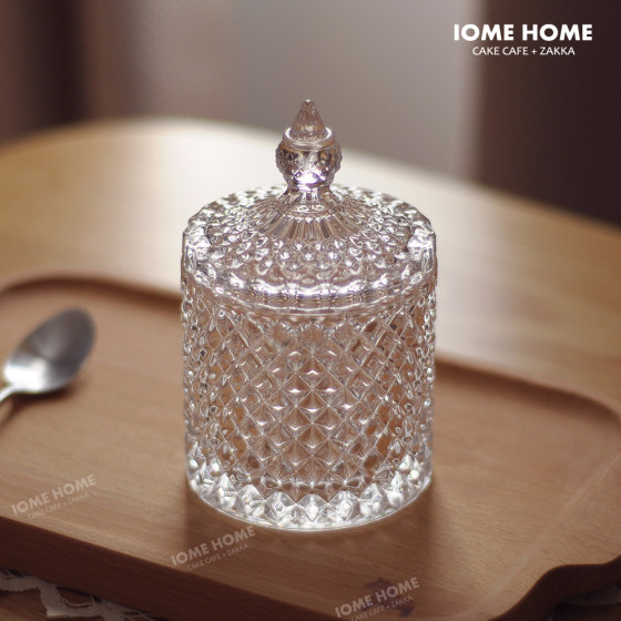 Foreign trade original single ins beautiful imitation crystal glass embossed storage jewelry cotton swab box storage decorative tank posing