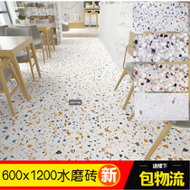 Nordic Glaze Matte antique cement non-slip tile large particle terrazzo 600x1200 living room wall floor