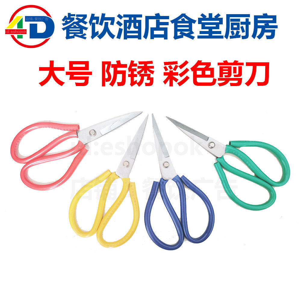 4D Kitchen Catering Hotel Kindergarten School Canteen Color Mark Management Large Color Stainless Steel Anti Rust Scissors