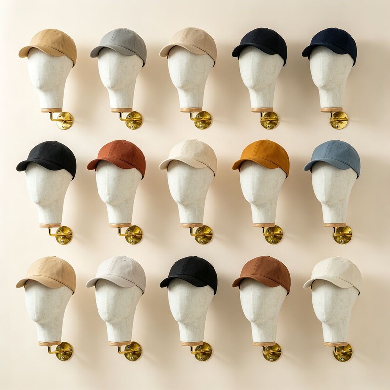 Wall-Mounted Mannequin Head Display Stand for Hats, Wigs, and Accessories, Covered Fabric Mannequin Head Prop Wall-Mounted Mannequin Head Display Stand for Hats, Wigs, and Accessories, Covered Fabric Mannequin Head Prop