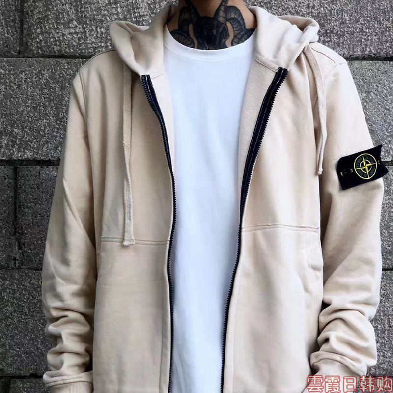 Authentic Stone Island Stone Island Autumn and Winter New Basic Functional Hooded Zip-Up Sweatshirt Jacket for Men