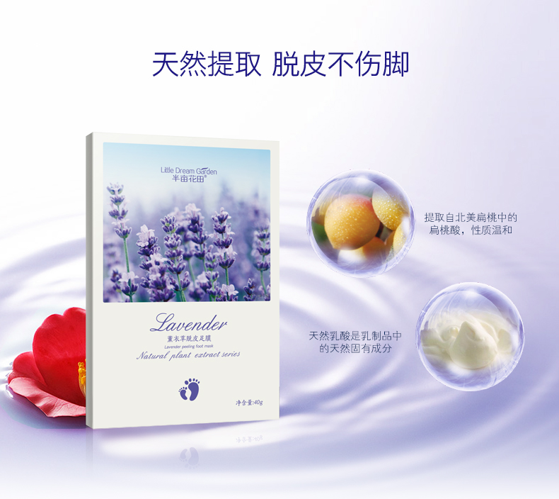 Cánh đồng hoa mẫu đơn nửa cánh hoa oải hương lột chân làm sạch sâu tẩy tế bào chết da chết Callus sửa chữa khô nứt chân chăm sóc mặt nạ tay chân