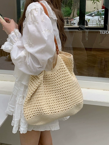 ZARA Соломенная сумка через плечо, сумка на одно плечо, пляжная плетеная вместительная и большая барсетка