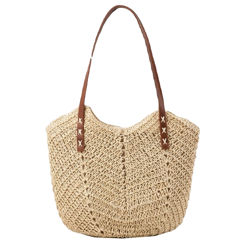 Соломенная пляжная вместительная и большая сумка через плечо