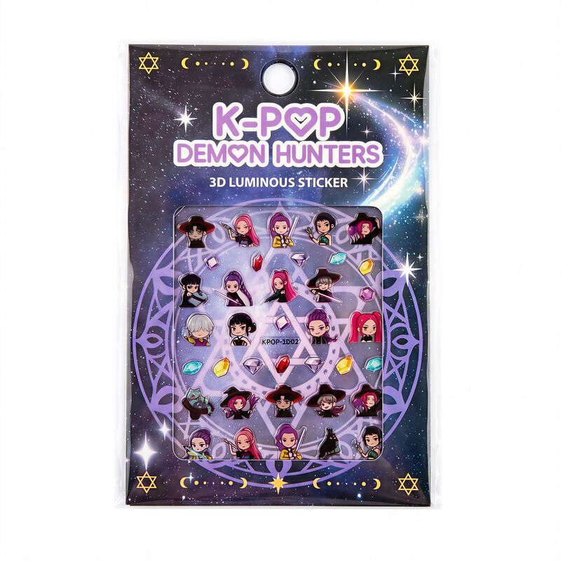 Kpop Hunter Girl Group Luminous Nail Stickers Cartoon Children's 3D Nail Art Stickers Girly Decoration Prizes
