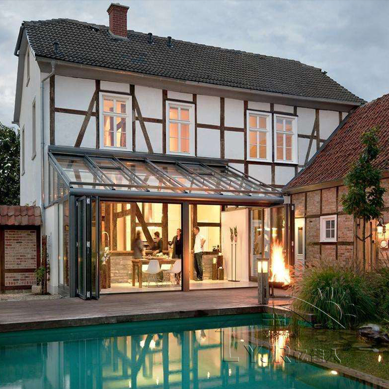 Villa sunshine room steel structure roof glass room hollow glass broken bridge aluminum soundproof casement window sealing balcony customization