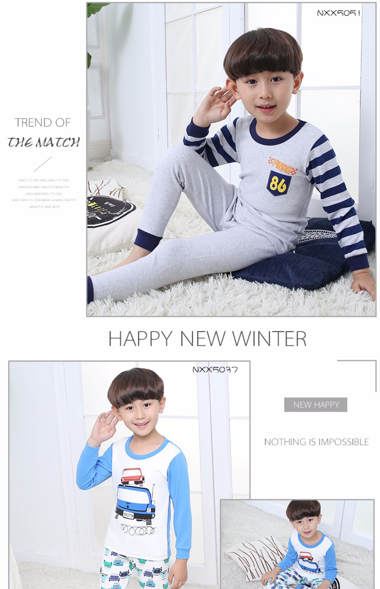 Bộ đồ lót bé trai cotton Nam Cực Đồ lót trẻ em Cô gái áo len cotton trẻ em mùa thu quần áo trẻ em đồ bộ cho bé trai