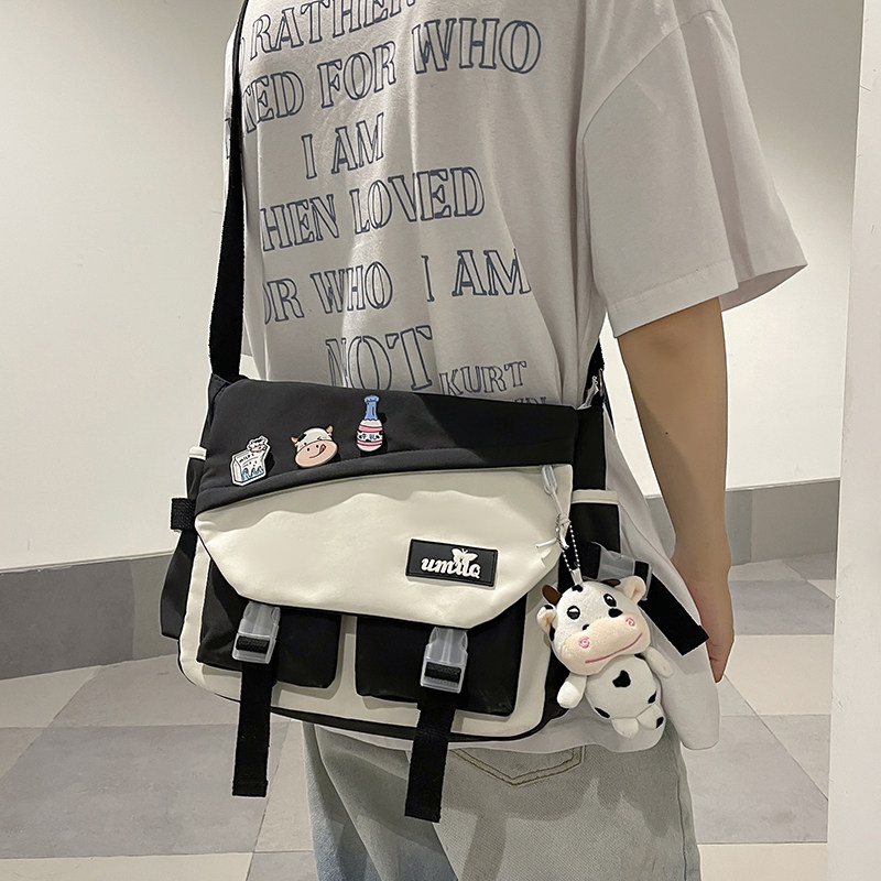 Slipper bag male tide slope cross single shoulder bag female day-system trend large capacity colour leisure student bf postman bag