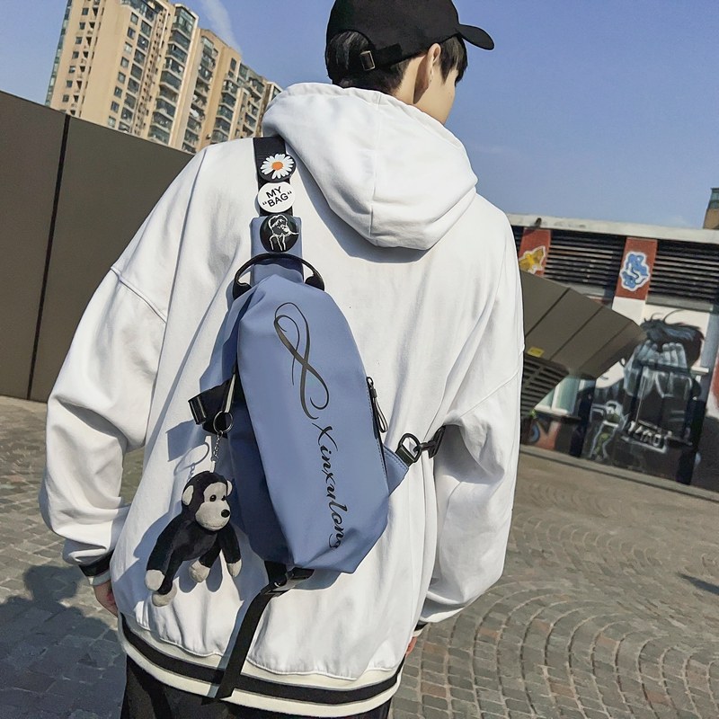 Messenger bag female niche casual Japanese tooling chest bag all-match waterproof small shoulder bag men's trendy brand true fragrance shoulder bag trendy