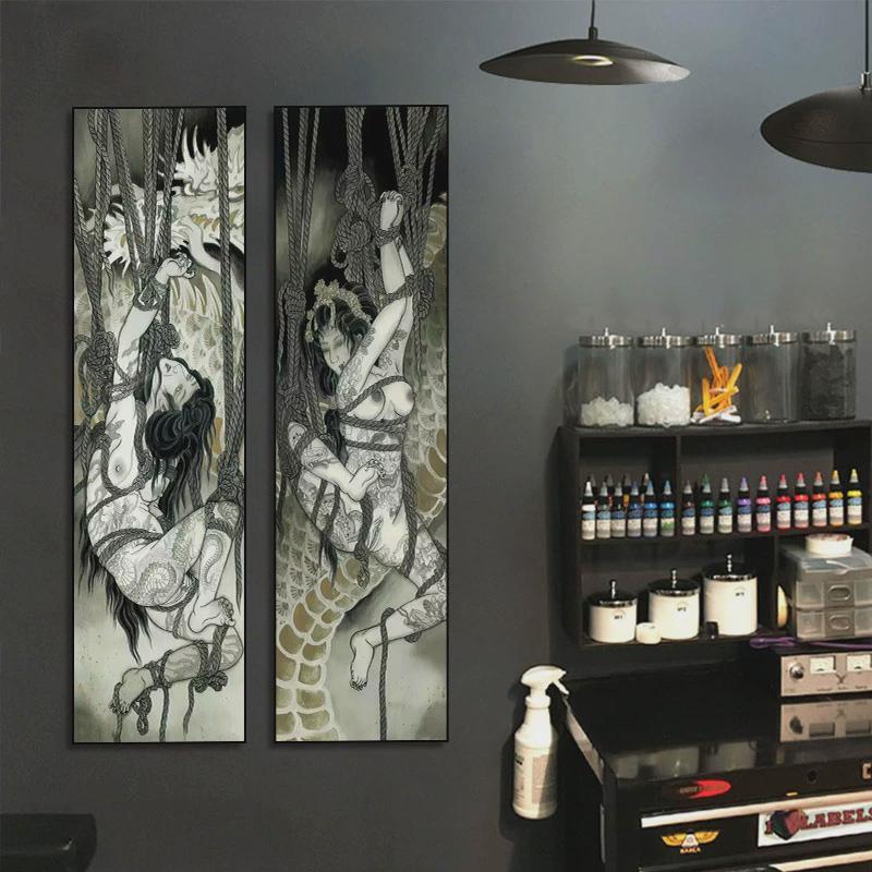 Ukiyo-E Decorative Painting Tattoo Shop Japanese Tattoo Shop Wall Hanging Painting Japanese Restaurant Lady Mural