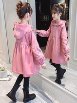 British next music girls windbreaker jacket spring and autumn new fashionable and foreign-style medium-sized childrens fashion coat trend