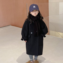 Next music Boys and Girls Double-sided Cashmere Coat 2023 Autumn and Winter Childrens Mid-Length Style Woolen Coat