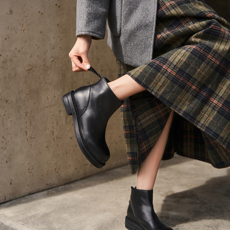 Very Soft, Wide Fit, Soft Leather, Soft Sole, German Kufenberg7025, Integrated Heel and Sole, Silent, Mid-Heel Short Boots