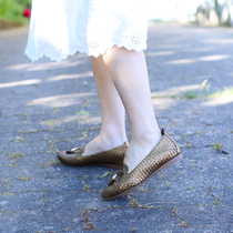 Special hand woven leather German KUFENBERG 5-3356 spring and summer wide last G version flat womens shoes