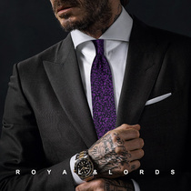 Royallords to Tibetan level * black bottom purple flowers retro color textured true silk casual tie male Korean version Z579