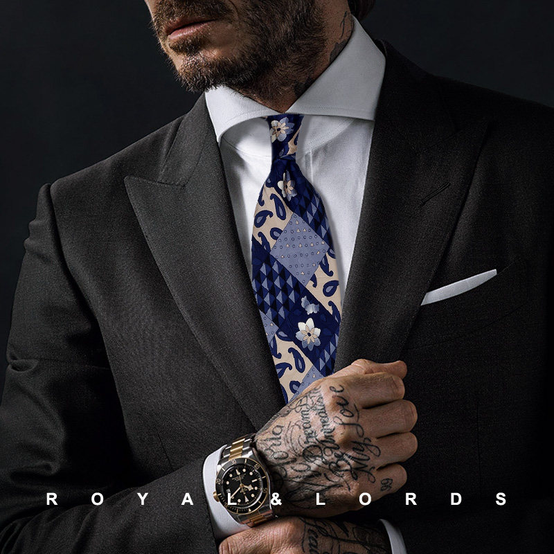 Royallords to Tibetan level * wide prints retro Paisley true silk casual tie male Korean version Z219