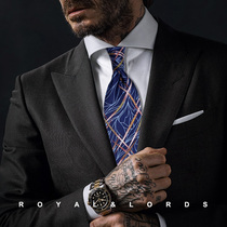 Royallords to Tibetan level * blue abstract twigs dark tattoo retro genuine silk casual tie male Korean version Z455