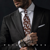 Royallords to Tibetan level * curry retro crummy floral printed pattern true silk casual tie male Korean version Z213