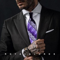 Royallords to Tibetan level * purple baroque twill printed true silk casual tie male Korean version Z223