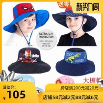  Childrens sun hat Korean spider-man sunscreen sun hat Student fisherman hat boy flower pot hat Big brim summer