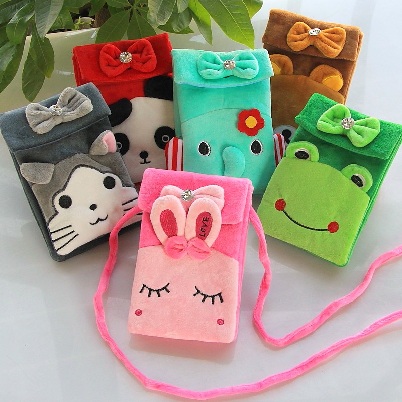 Cute children's small satchel cartoon plush little girl mini messenger bag shoulder bag coin purse card bag mobile phone bag