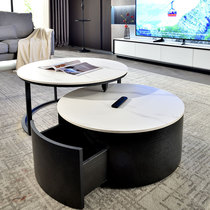 Nordic round coffee table modern minimalist TV cabinet combination light luxury large and small apartment coffee table table living room home black