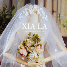 17 Year Old Shop Head Dress Wedding Dress Xiala 2023 New Super Immortal Handmade Flower Korean Bride Dream Wedding Dress Headwear Travel Photography Accessories