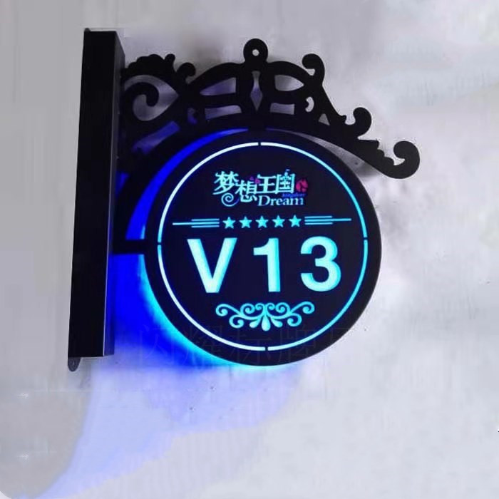 Customized stainless steel LED with lights double-sided door number KTV bar entertainment club high-end box card
