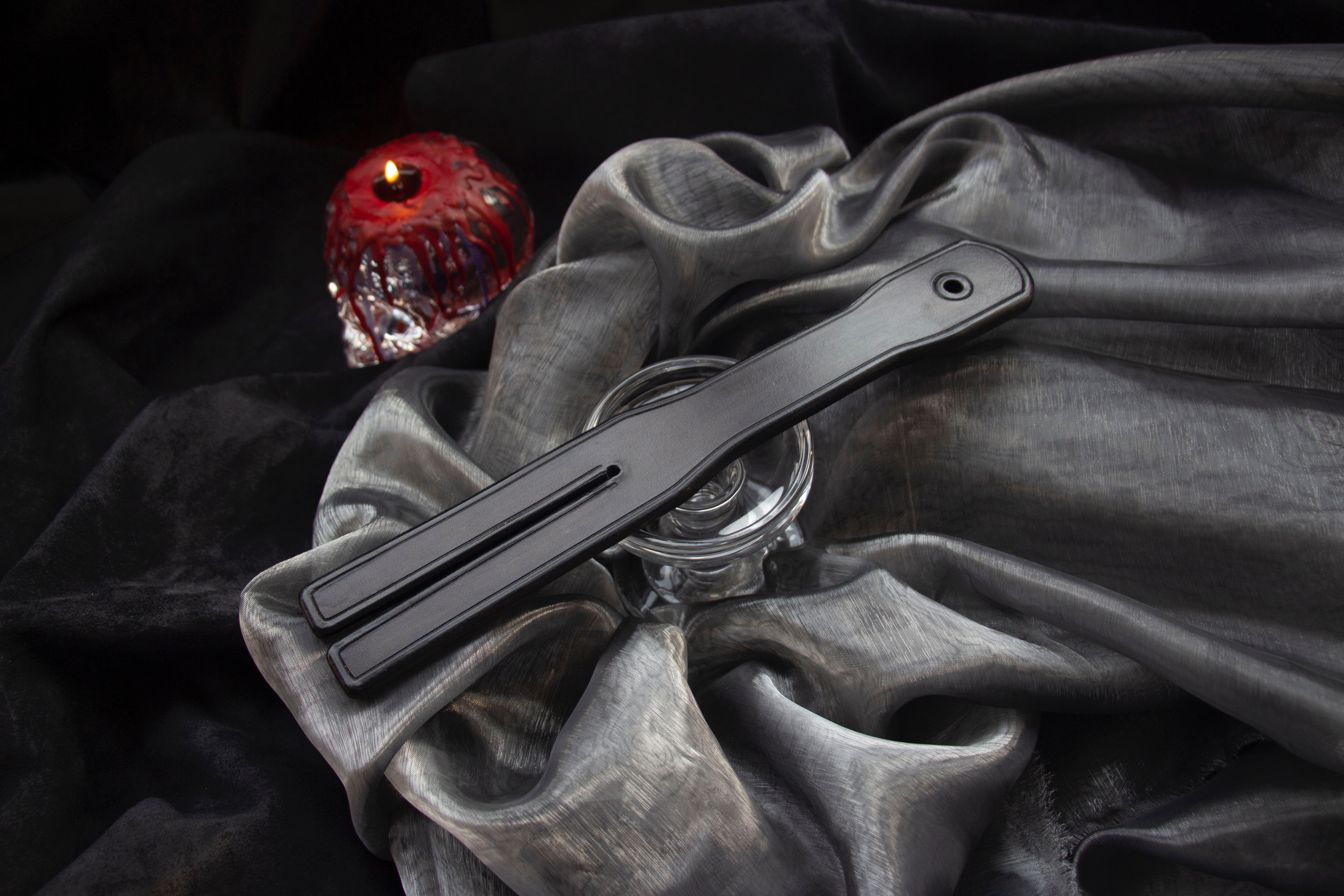 Pocket Tawse Scottish belt SP leather hand beat leather beat pure black (within a week)