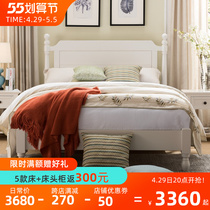 White Log Fields Master Bedroom Master Bedroom Princess Bed Pure Solid Wood Eurostyle Girls Double Bed American Children Bed Young Girl