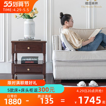 Light extravagant sofa side cabinet side cabinet small tea table American solid wood Roman column edge a few corners a few things cabinet big Maine forest