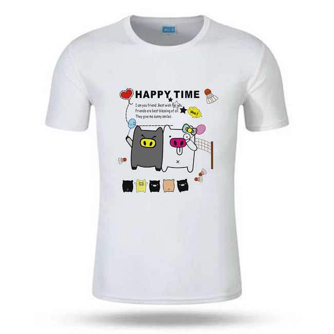 2017 men and women short sleeve badminton suit quick dry short sleeve T-shirt sports culture cardigan sportswear custom cute pig