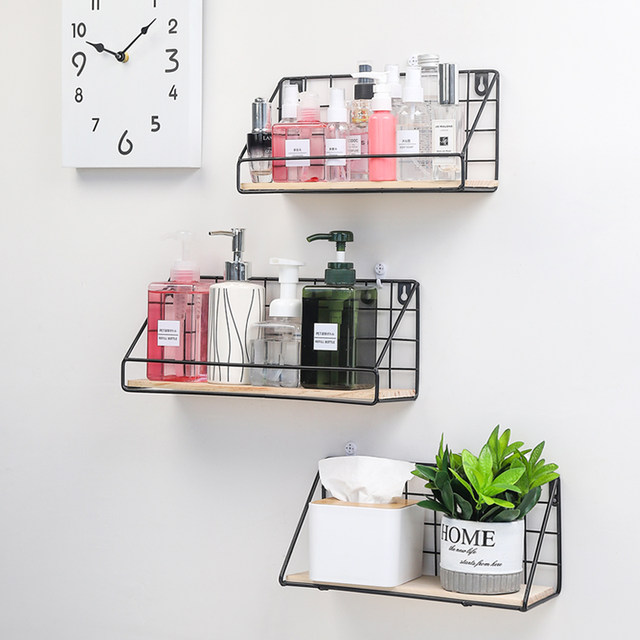 Dormitory wall storage rack without punching bedroom bedside wall-mounted wall hanging basket living room wall storage shelf