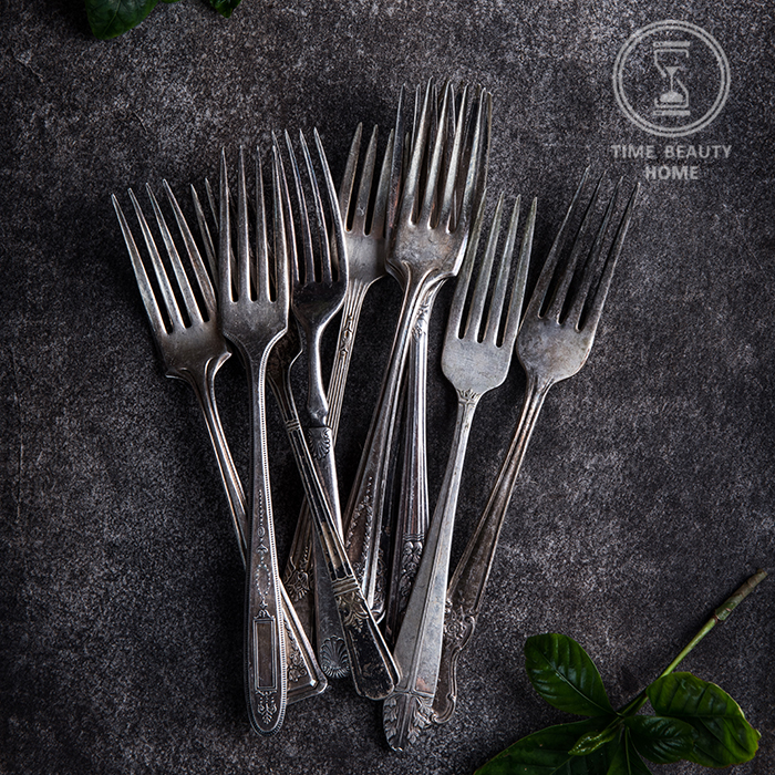 12 16 Shangxin Group A Western Antique Vintage Vintage Silver Plated Fork Photography Props Old Object Ornament