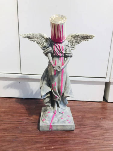 Железное ведро Бэнкси с краской, модель ангела, серая модная кукла, орнамент, скульптура, подарок, Бэнкси Уэст
