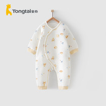 Tongtai autumn and winter 1-12 new baby male and female baby thick warm partial open clam garment home jumpsuit climbing suit