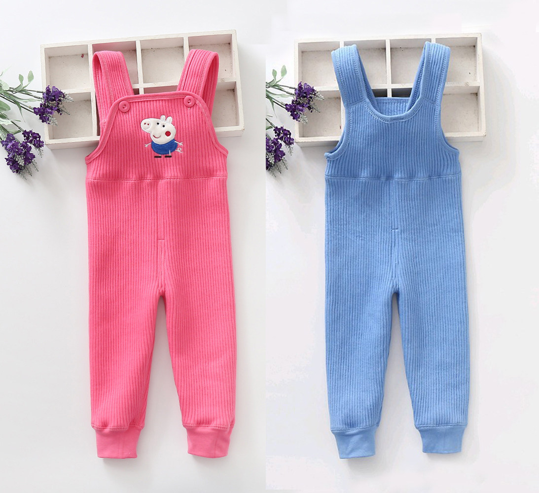 Children's overalls baby high waist belly protection back thick warm pants vest style thermal pants boys and girls pure cotton autumn and winter