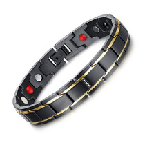 Titanium steel gold inlaid magnet bracelet Magnetic therapy health bracelet male and female couples Titanium steel germanium bracelet Negative ion bracelet
