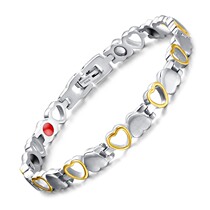 New womens titanium steel magnetic therapy bracelet Love hollow germanium bracelet Health radiation protection womens bracelet